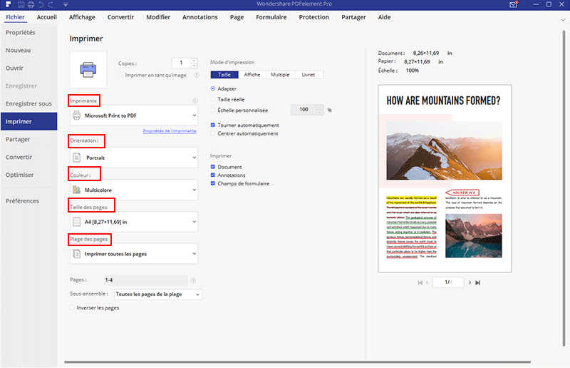 imprimer commentaires dans pdf